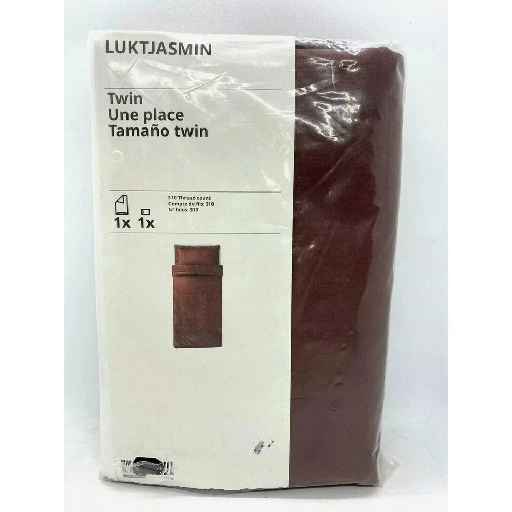 New Ikea LUKTJASMIN Twin Duvet cover + pillowcase, Red-Brown